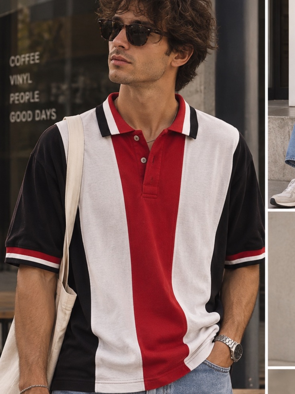 Vintage‎ 90s Ash City Colorblock Polo Shirt Made in Canada Wheatheart XL